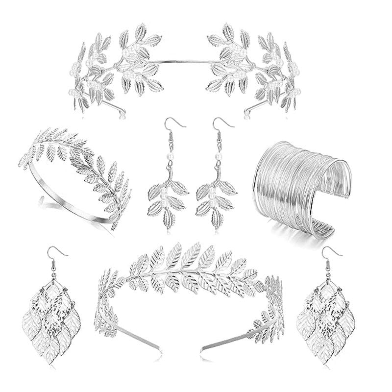 Wholesale  Pearl leaf headband Greek goddess star style Garland headdress bridal earrings necklaces suit