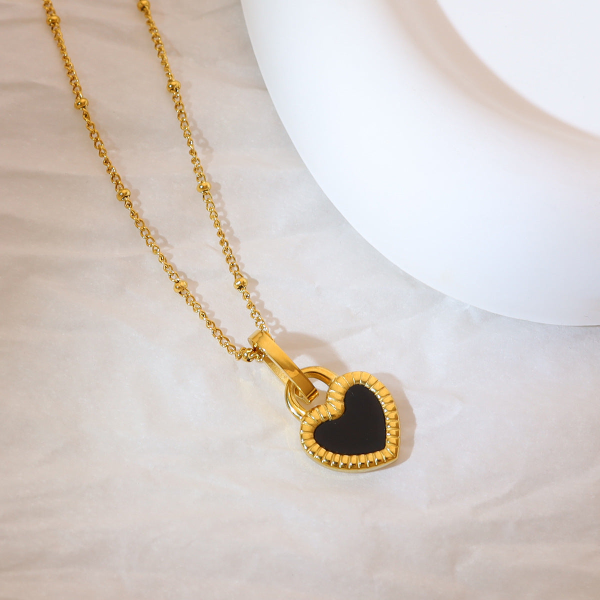 Wholesale Titanium Steel Necklace Love Necklace 18K Gold Plated Necklace Double Sided Heart Pendant Necklace ACC-NE-Mingl001