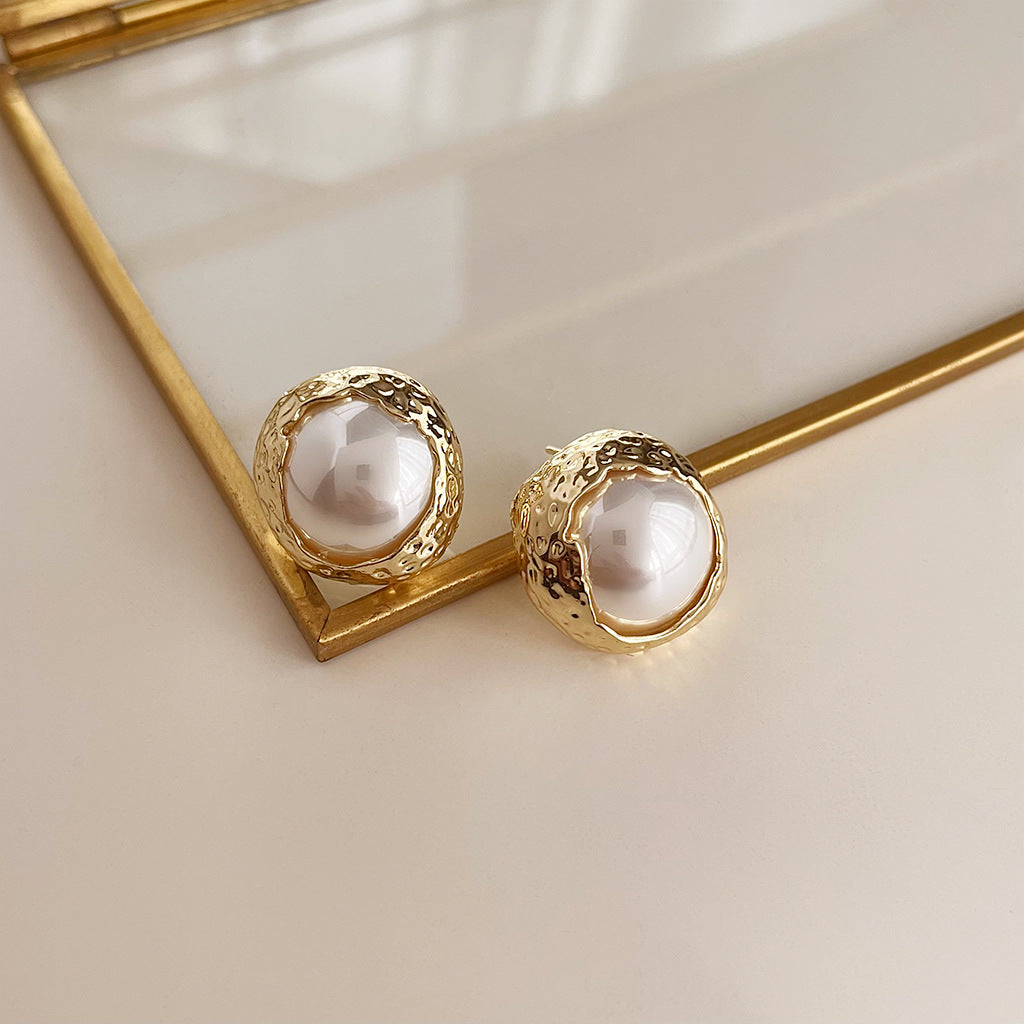 Wholesale vintage oil-dropped medieval style Pearl Earrings