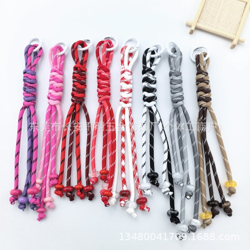 Wholesale Trendy Hand Knitted Contrast Color Keychain Lanyard Polyester Car Key Accessory