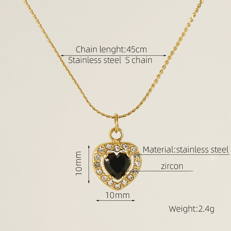 Wholesale Double Layer Diamond Encrusted Titanium Steel Square Zircon Necklace Stainless Steel Clavicle Chain ACC-NE-ZhongXin003
