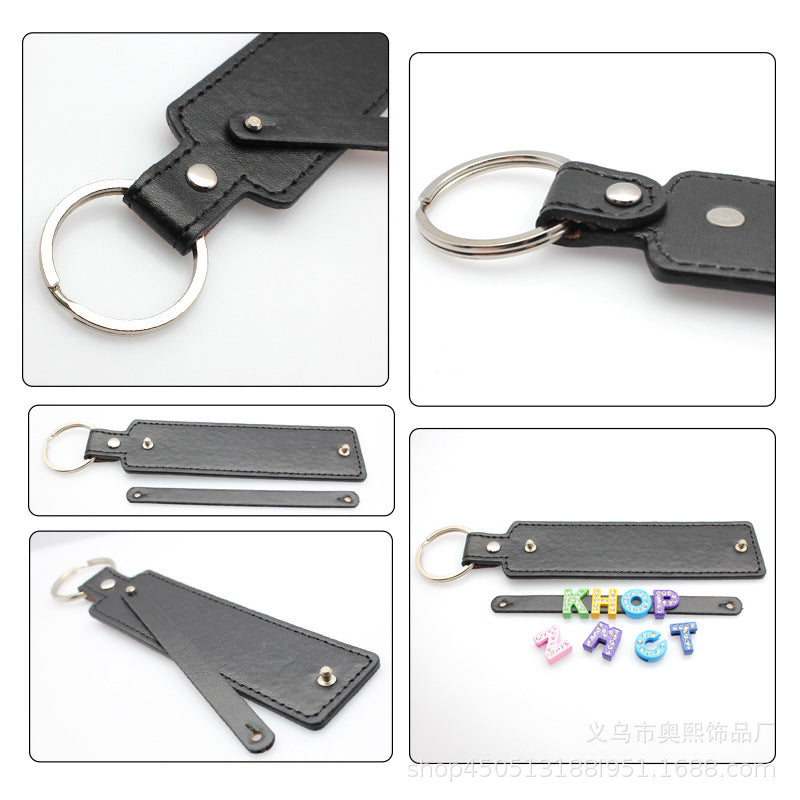 Wholesale Leather 8mm  Alloy Pendant DIY  Keychains