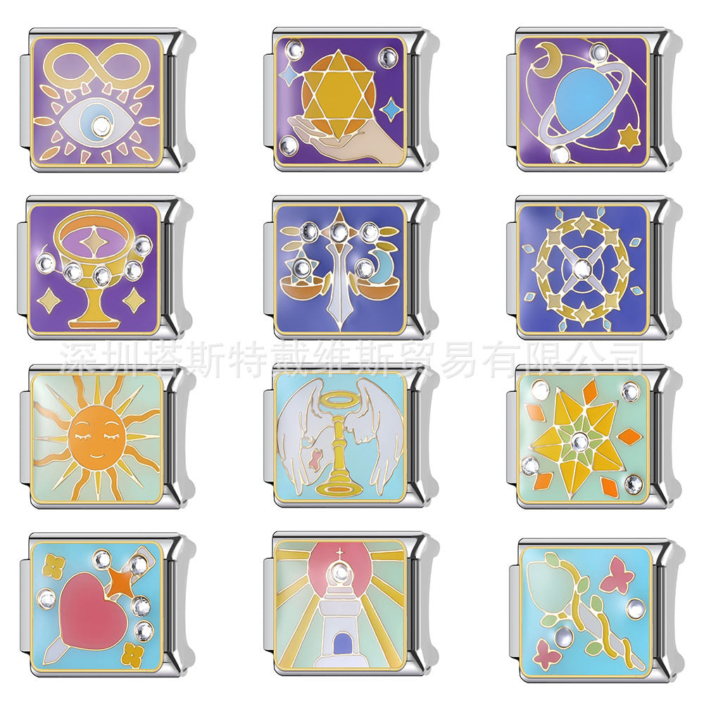 Wholesale Retro Tarot-Style Italian Charm Bracelet Stainless Steel Fashion Accessory Gift