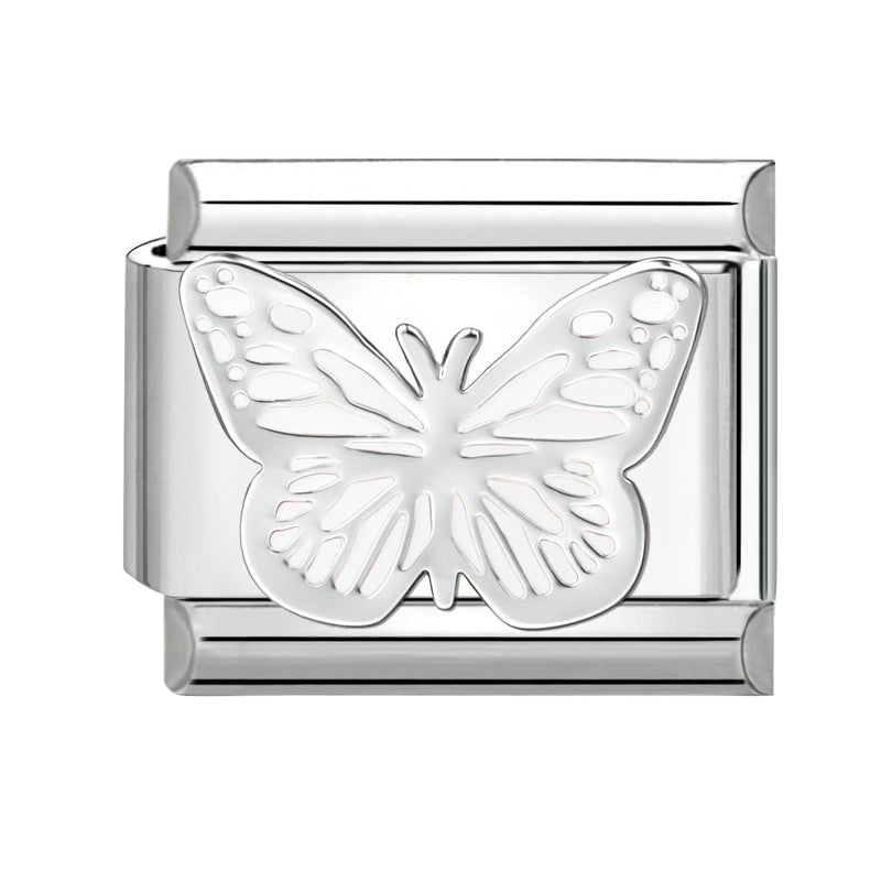 Wholesale 9mm Italian Charm Starter Bracelets DIY Butterfly Evil Eye Stainless Steel Composable Bracelet