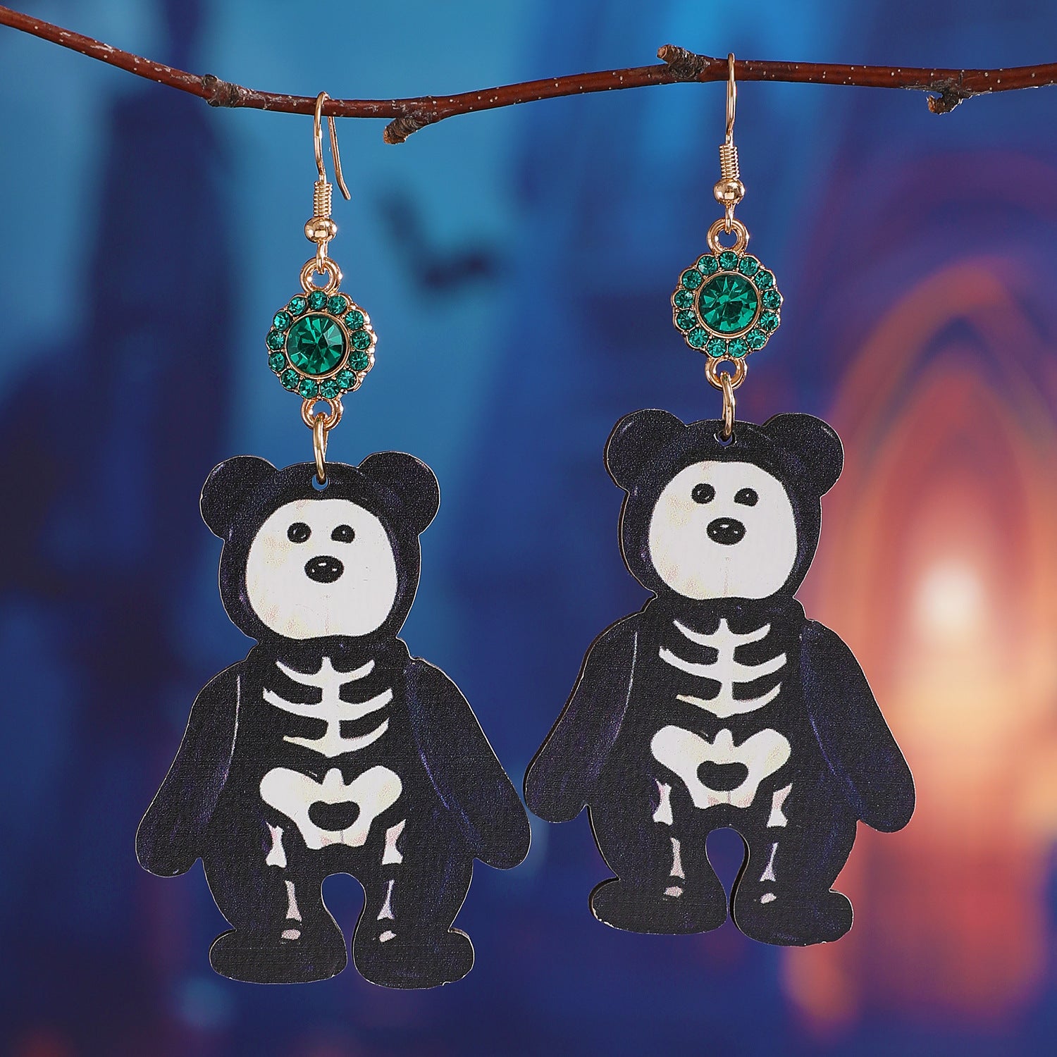 Wholesale  Little Bear Wooden Earrings Gold-Tone Fashion Accessory Gift