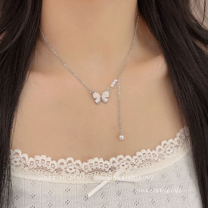Wholesale Pink Butterfly Beaded Necklace