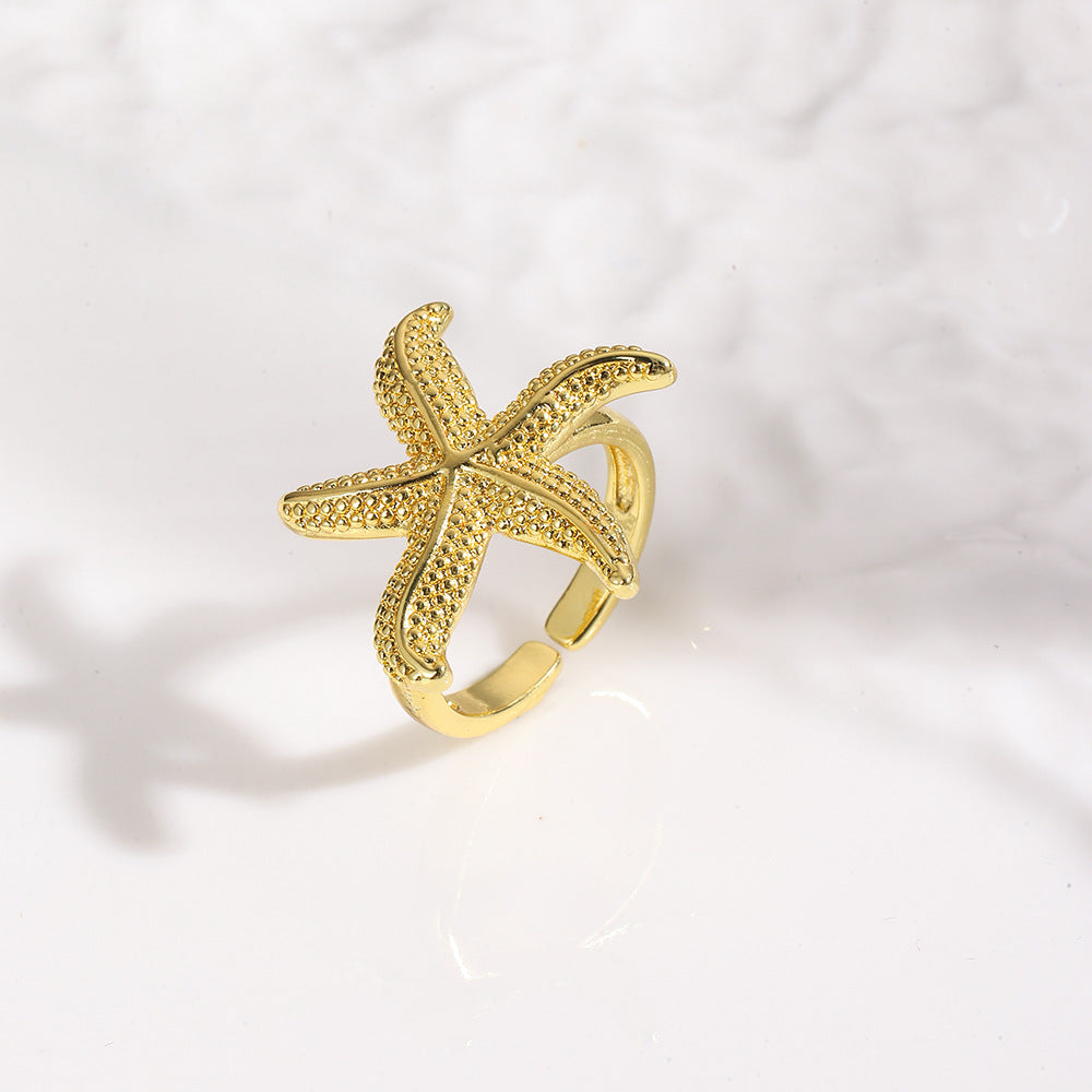 Wholesale Vintage Starfish &  Glossy Turtle Figure Ring
