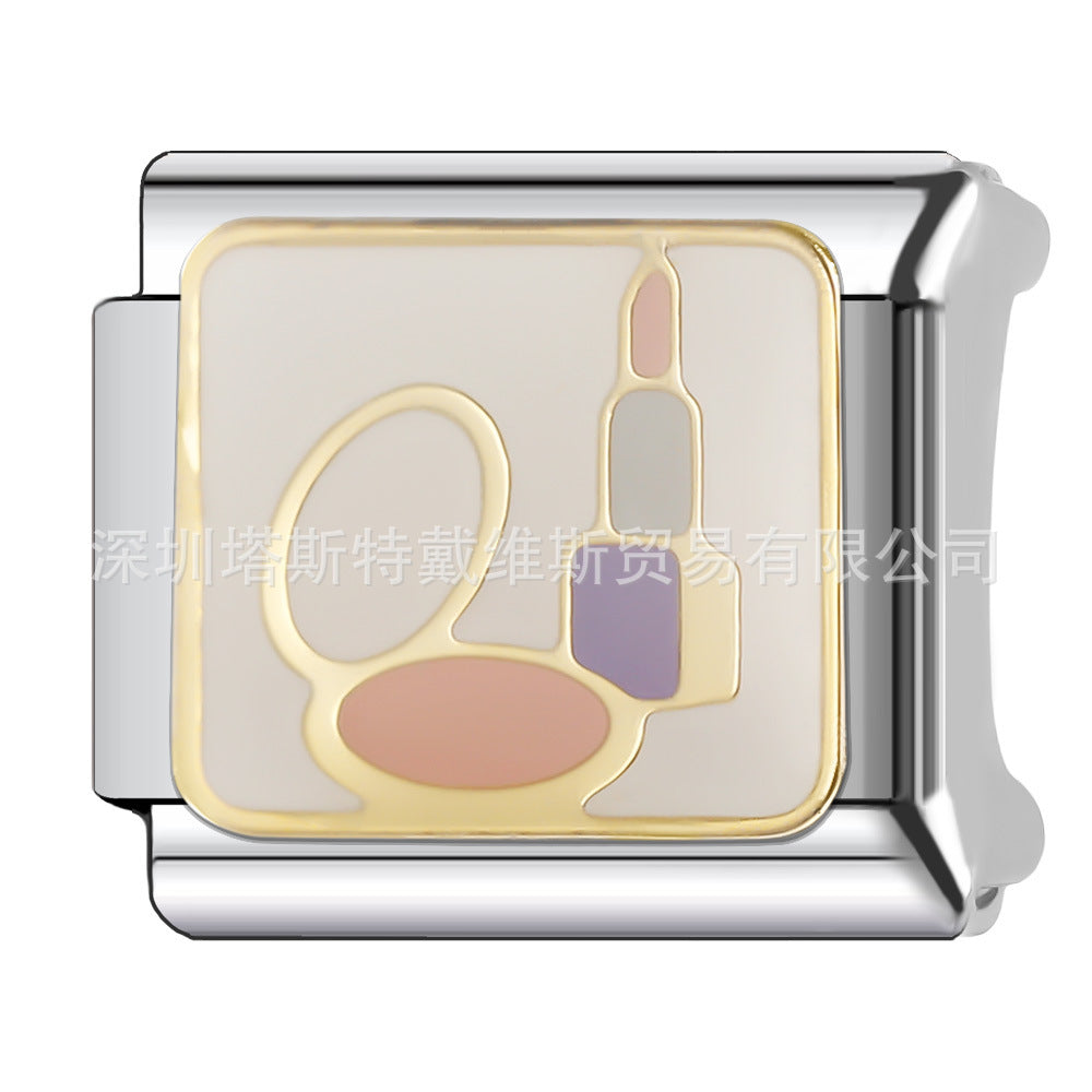 Wholesale 9mm Italian Charm Starter Bracelets DIY square Single Section Creative Stainless Steel Composable Bracelet