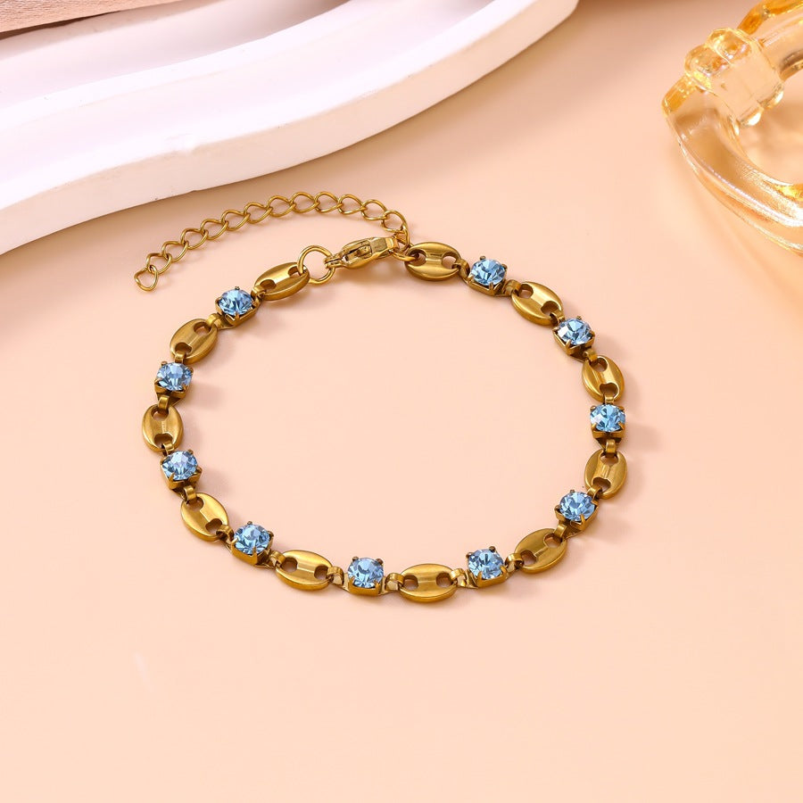 Wholesale Light Luxury Rhinestone Bracelet Stainless Steel Jewelry Accessory for Women