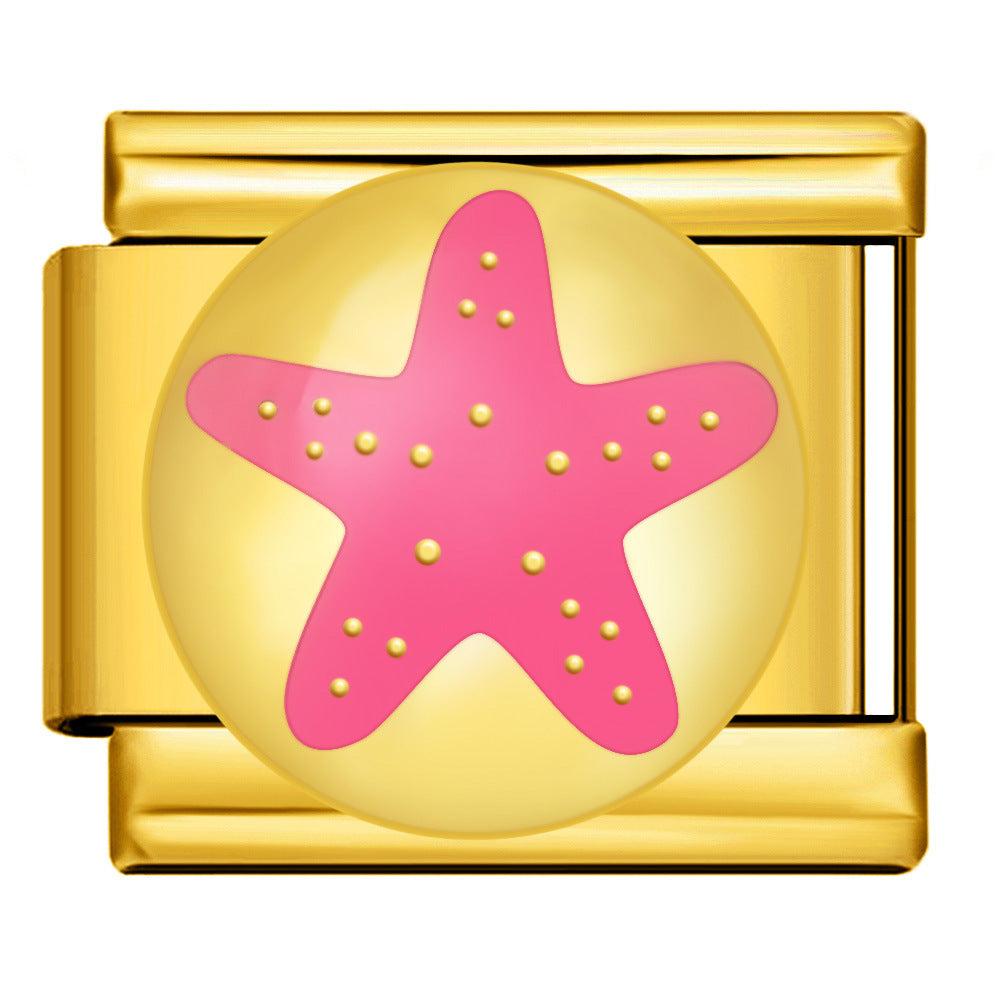 Wholesale  Italian Charm Bracelet 9mm DIY Gold-plated patterned  Creative Stainless Steel Composable Bracelet