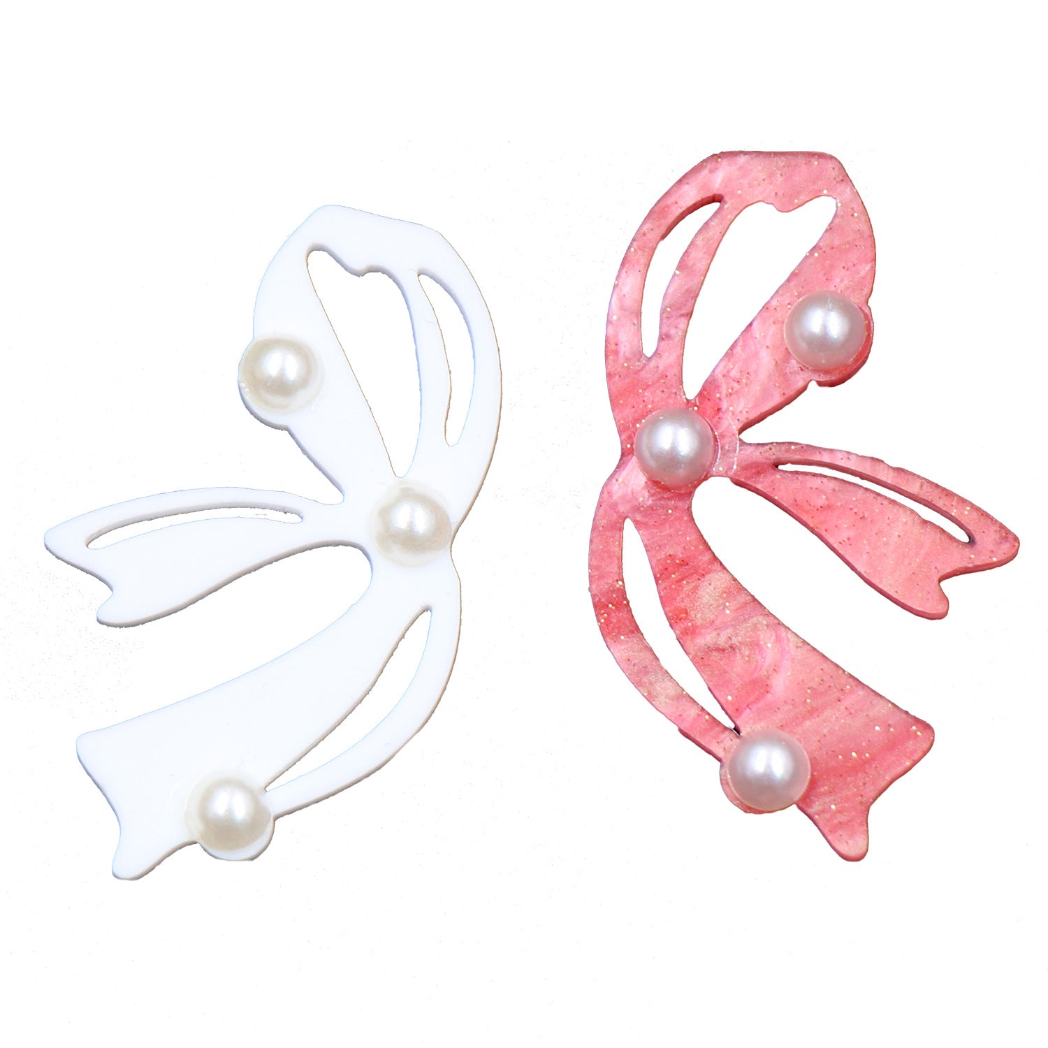 Wholesale 5pcs Bow Pearl Acrylic Earrings Bow Earrings Pearl Earrings ACC-ES-XiaoYan052