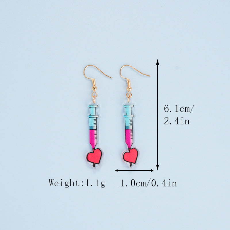 Wholesale Acrylic  Nurses Day Earrings Pink Blue Earrings