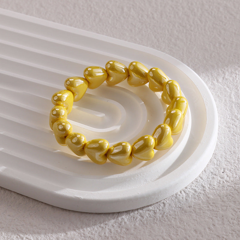 Wholesale Colorful Heart-shaped Paint  Handmade String Bracelet