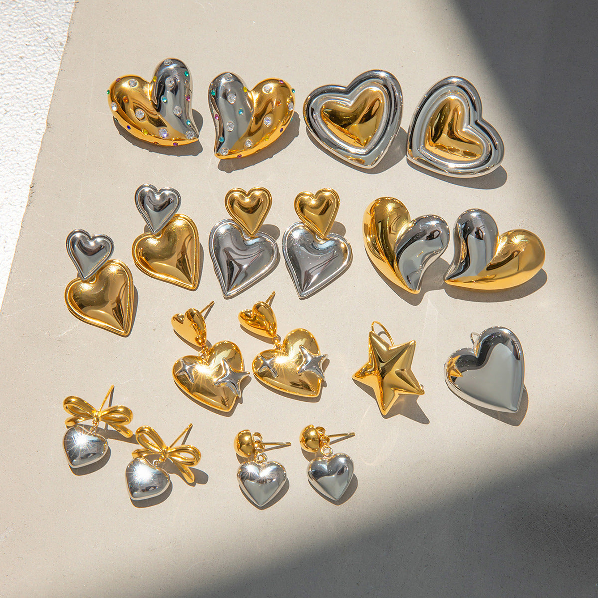 Wholesale  gold and silver color matching two-color love stainless steel earrings jewelry