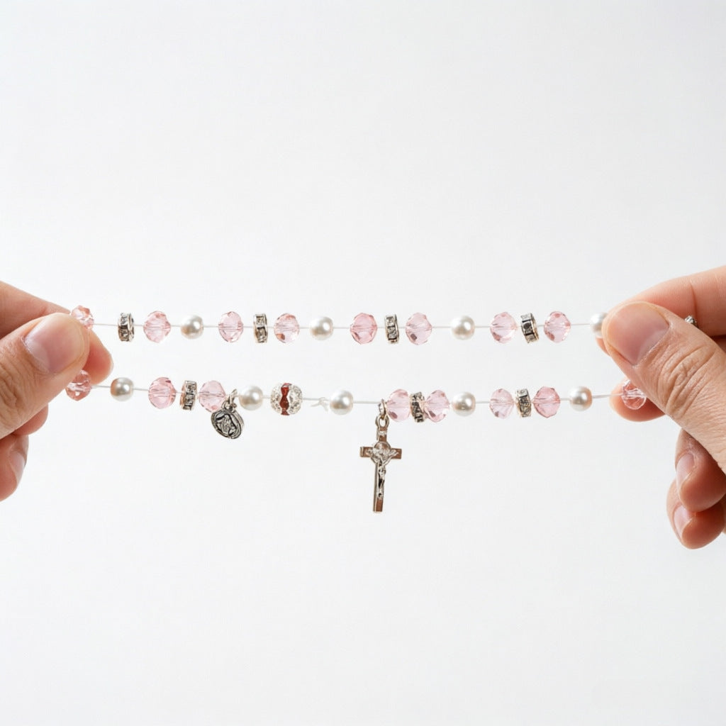 Wholesale Crystal Beaded Stretch Bracelet with Cross Charm Unisex Jewelry Accessory