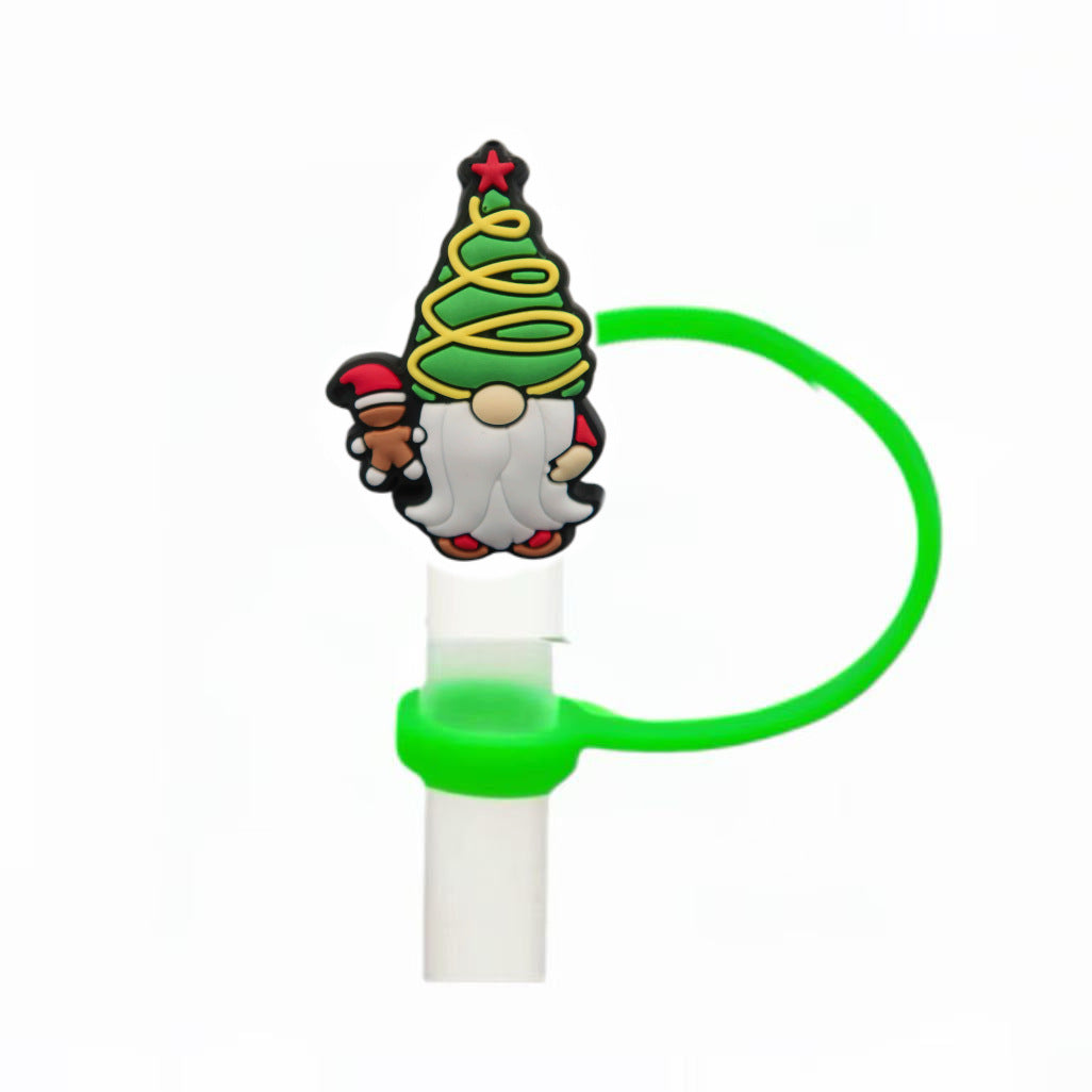 Wholesale 10pcs Christmas Series Cute Cartoon Party  Straw Cover Straw Tube Cap
