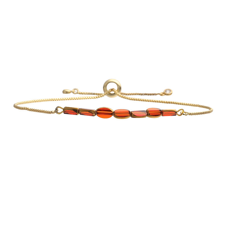 Wholesale Trendy Minimalist Adjustable Crystal Bracelet Gold Plated Copper With Heart Shaped Lake Blue Beads Fashion Jewelry Accessory For Wedding