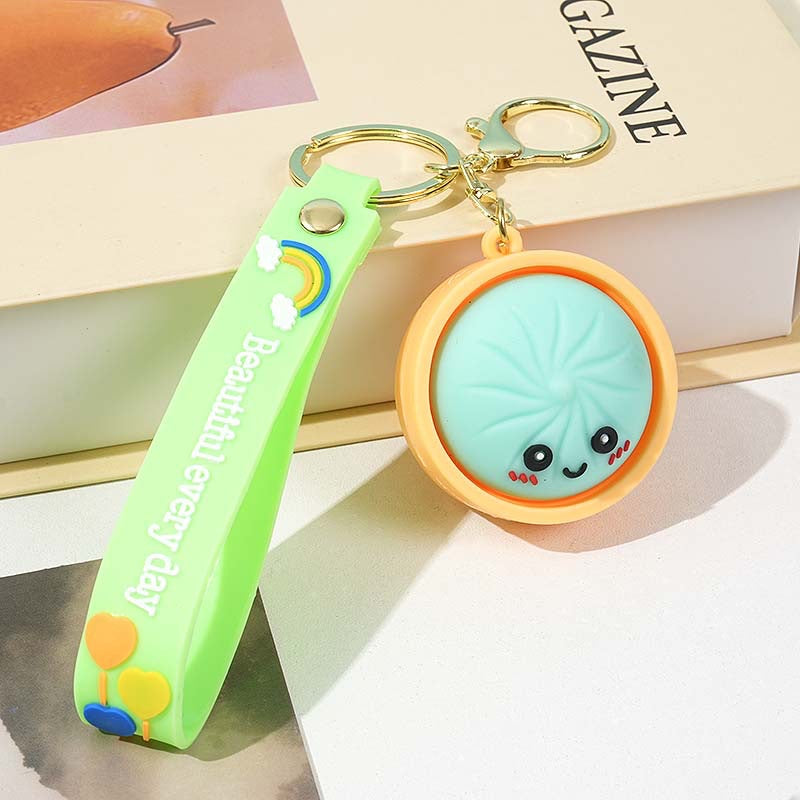 Wholesale Cute PVC Squeezable Small Bun Keychain - Stress Relief Toy,  Bag Charm &  Car Key Accessory