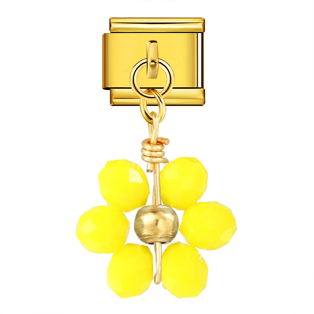 Wholesale Italian Charm Bracelet 9mm DIY  Crystal Bead Flower Pendant Creative Stainless Steel Composable Bracelet