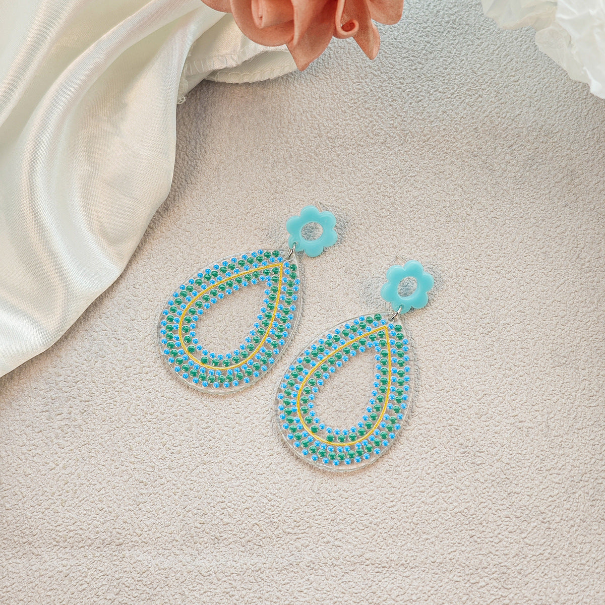 Wholesale Bohemian Style Retro Flower Acrylic Earrings