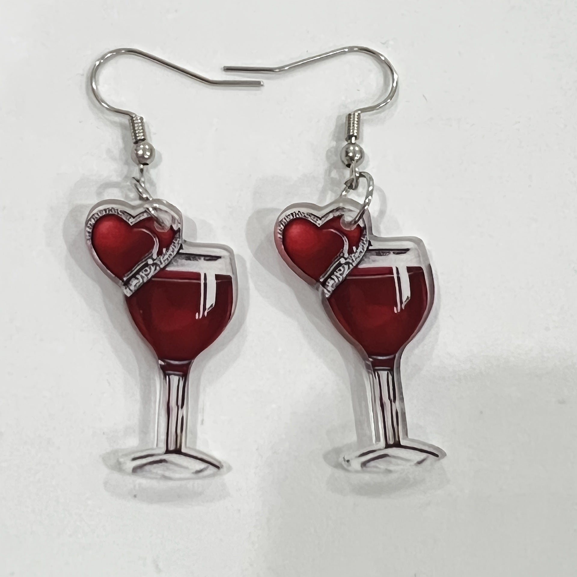 Wholesale  Valentine's Day Limited Red Rose Wine Glass Acrylic Earrings