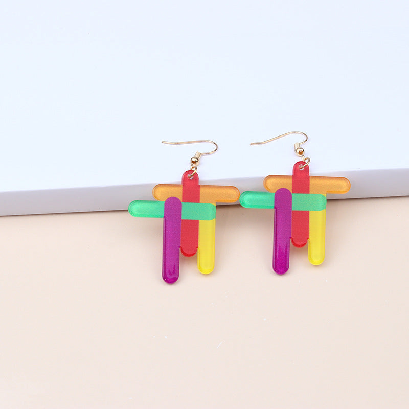 Wholesale Rainbow LGBT Pride Month Heart Shape Rainbow Dragonfly Acrylic Earrings ACC-ES-DA014