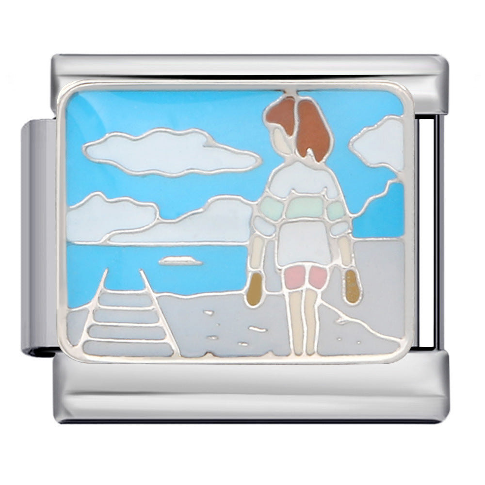 Wholesale 5pcs Italian Charm Bracelet 9mm DIY Splicing Cute Creative Stainless Steel Composable Bracelet