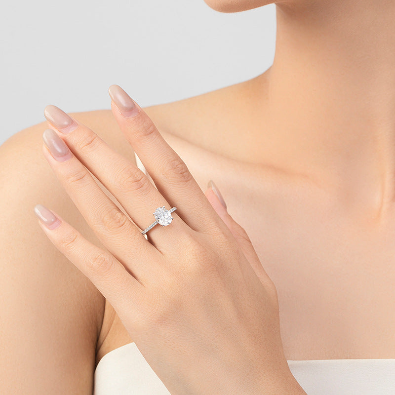 Wholesale s925 sterling silver oval proposal ring