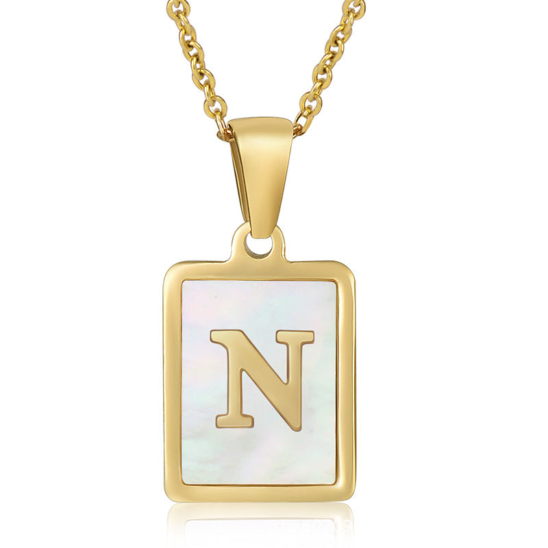 Wholesale Stainless Steel Three-dimensional Shell Letter Necklace Titanium Steel ACC-NE-Zhongy005