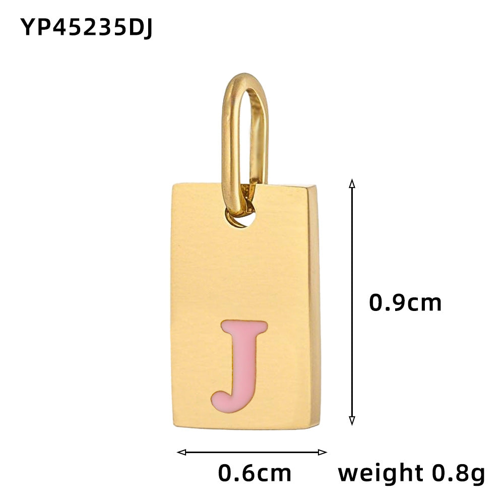 Wholesale 26 oil drops English letters stainless steel gold-plated DIY pendant