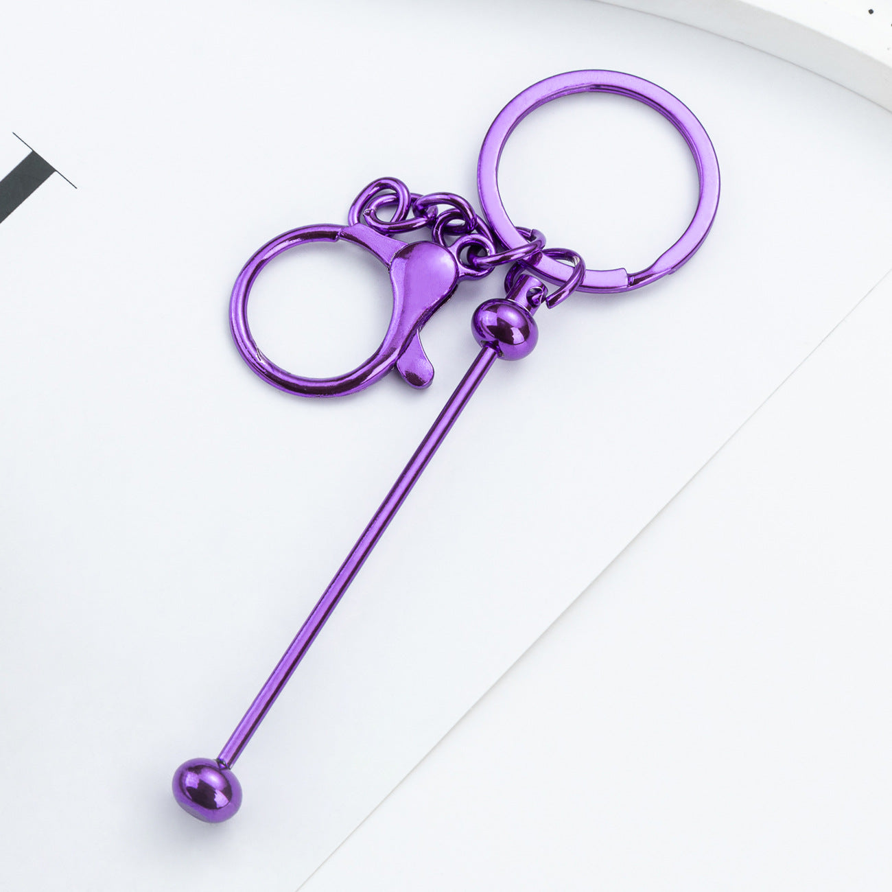 Wholesale DIY Beaded Keychain UV Electroplated Metal Keychain