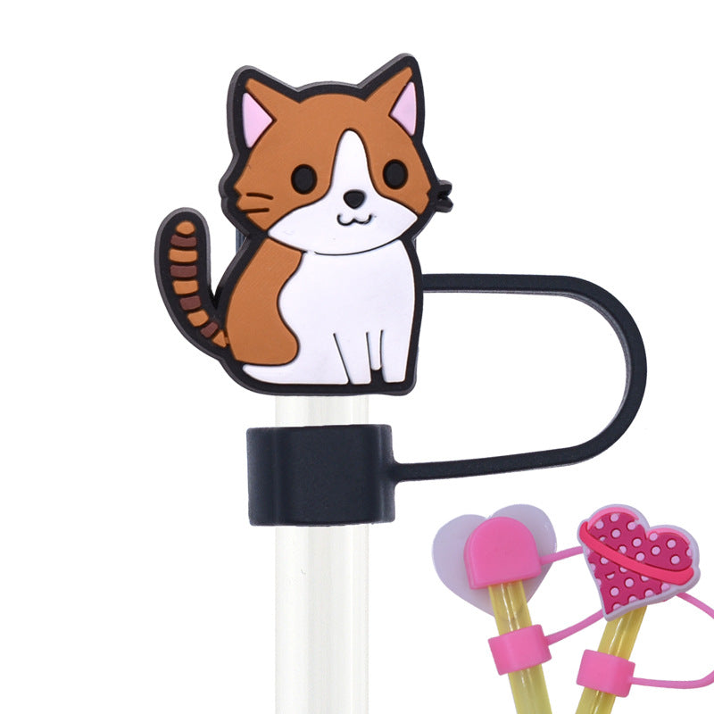 Wholesale Random 100pcs Animal Pet Cat Straw Cover 10MM Straw Tube Cap