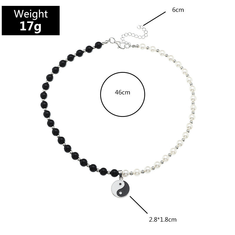 Wholesale gossip necklace black and white pearl ornaments necklace