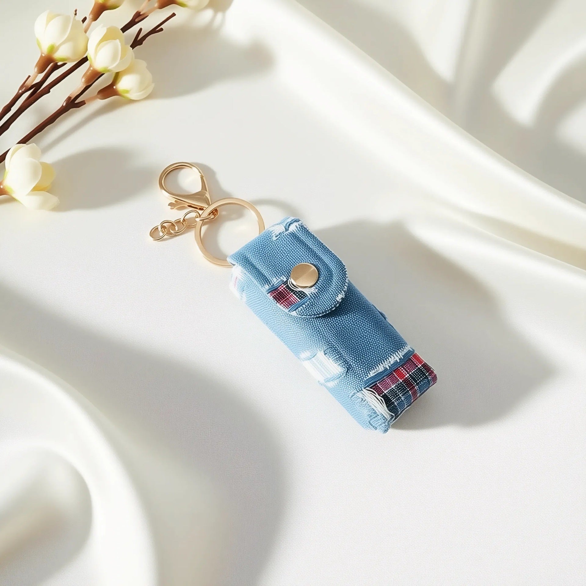 Wholesale Trendy Handmade Denim Bag Charm Keychain - Fabric Coin Purse Decorative Accessory
