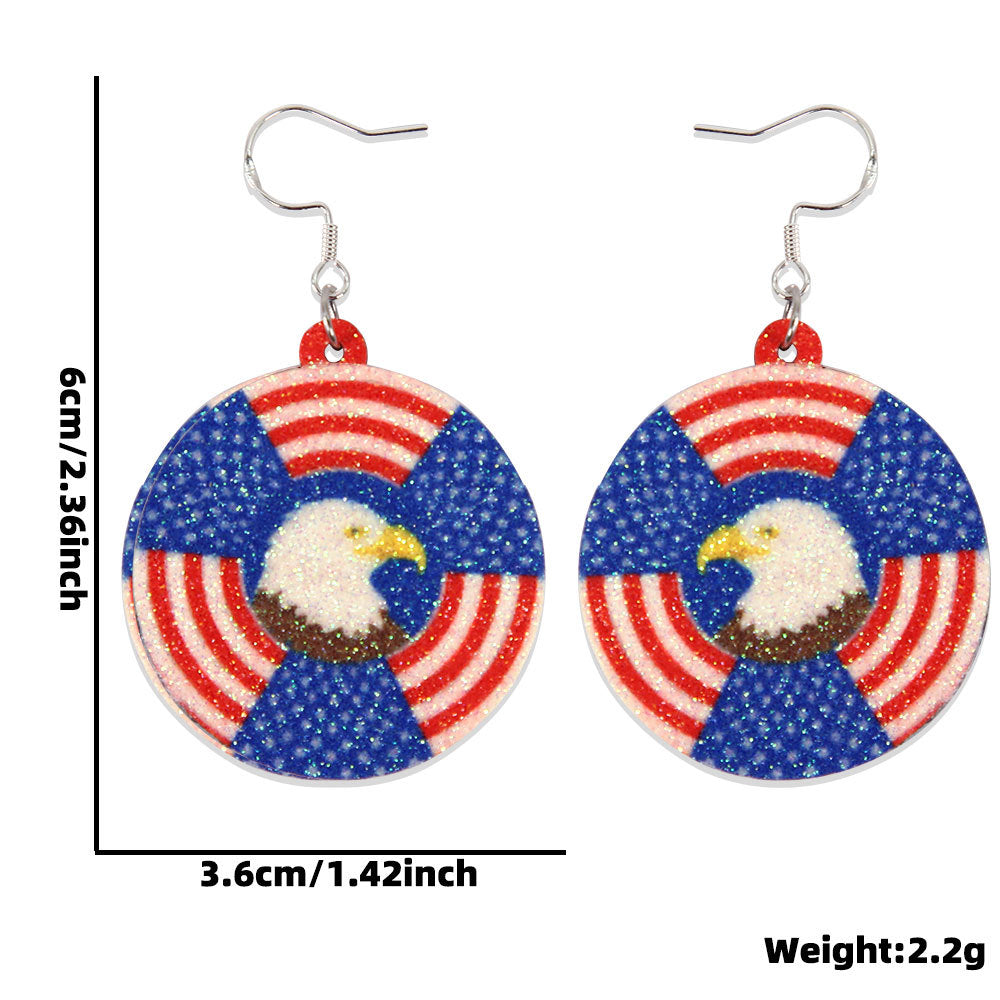 Wholesale Independence Day Earrings  Flag Pentagram Pendant Earrings