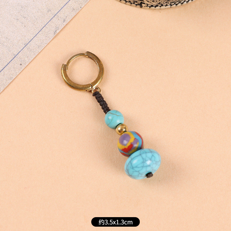 Wholesale Woven Turquoise Ethnic Style Earrings Handmade Vintage Jewelry Accessory Gift