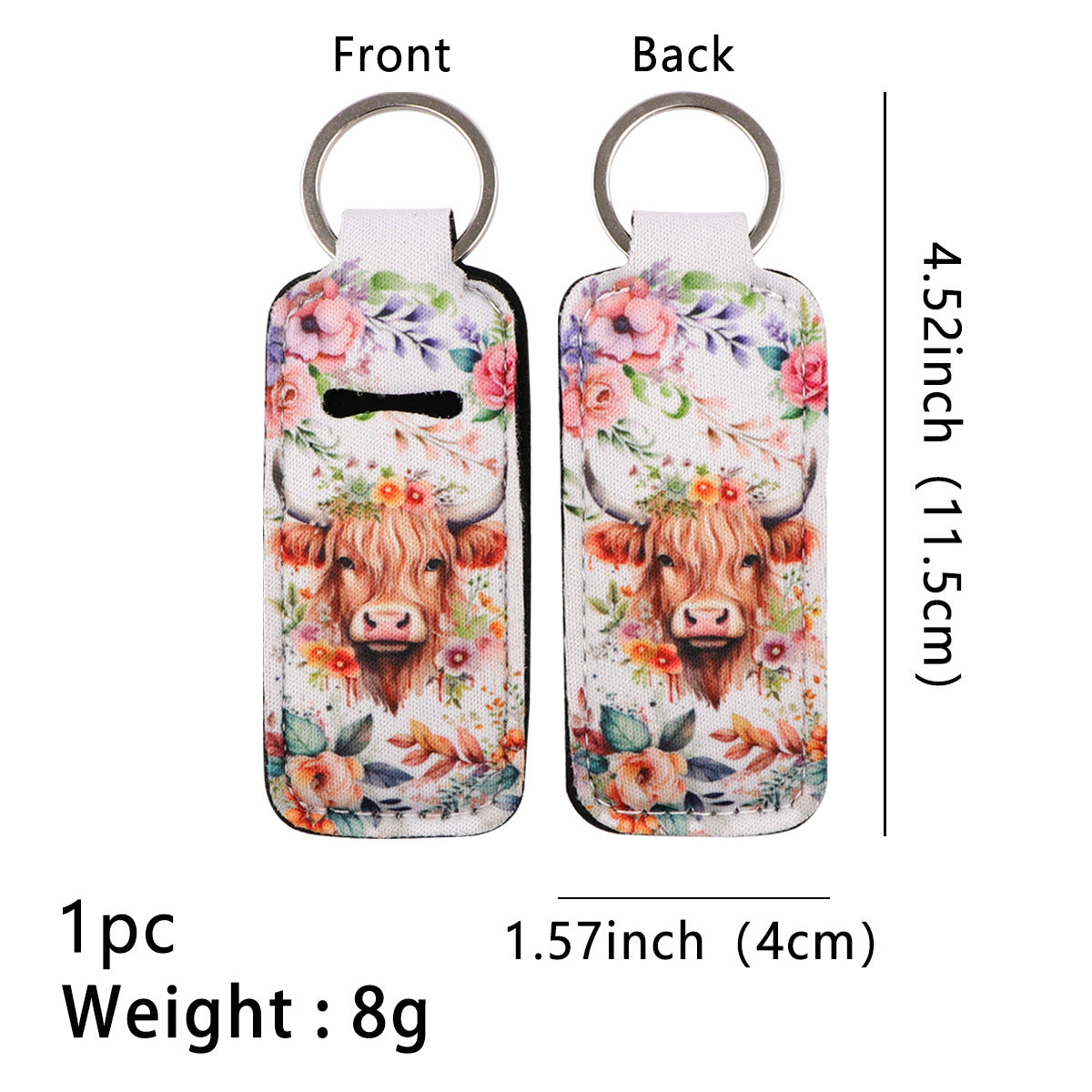 Wholesale 6pcs Cartoon Animal Cow Lipstick Case Keychain