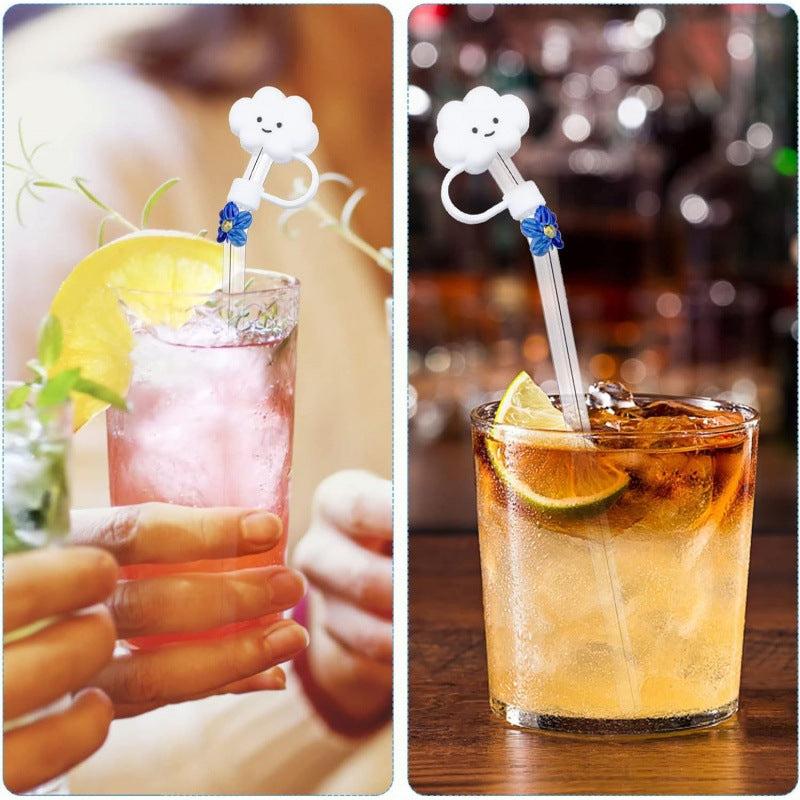 Wholesale 10pcs Cartoon cute colorful cloud dustproof straw cover