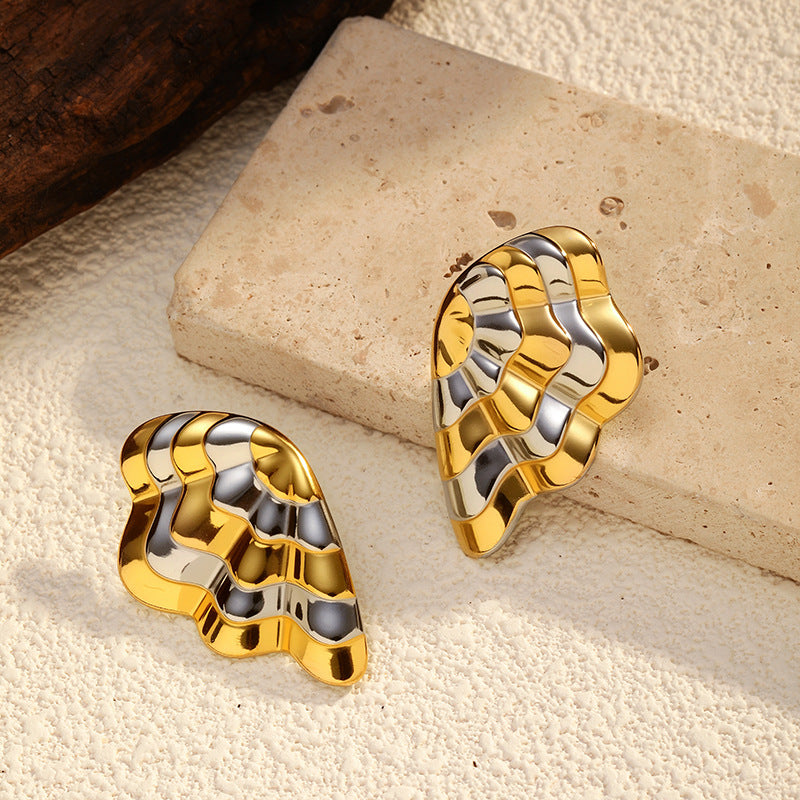 Großhandel leichte Luxusgold- und Silber-Ohrringe aus Edelstahl aus Edelstahl