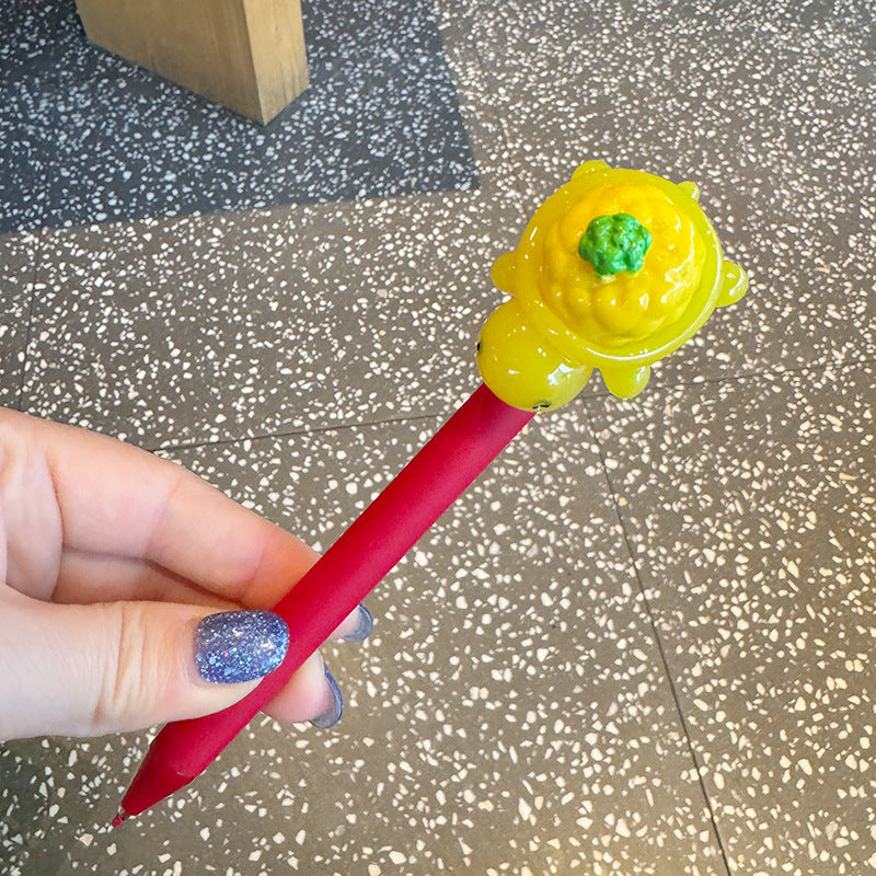 Wholesale Little turtle girl heart gel pen cute fruit and vegetable shape black  pen