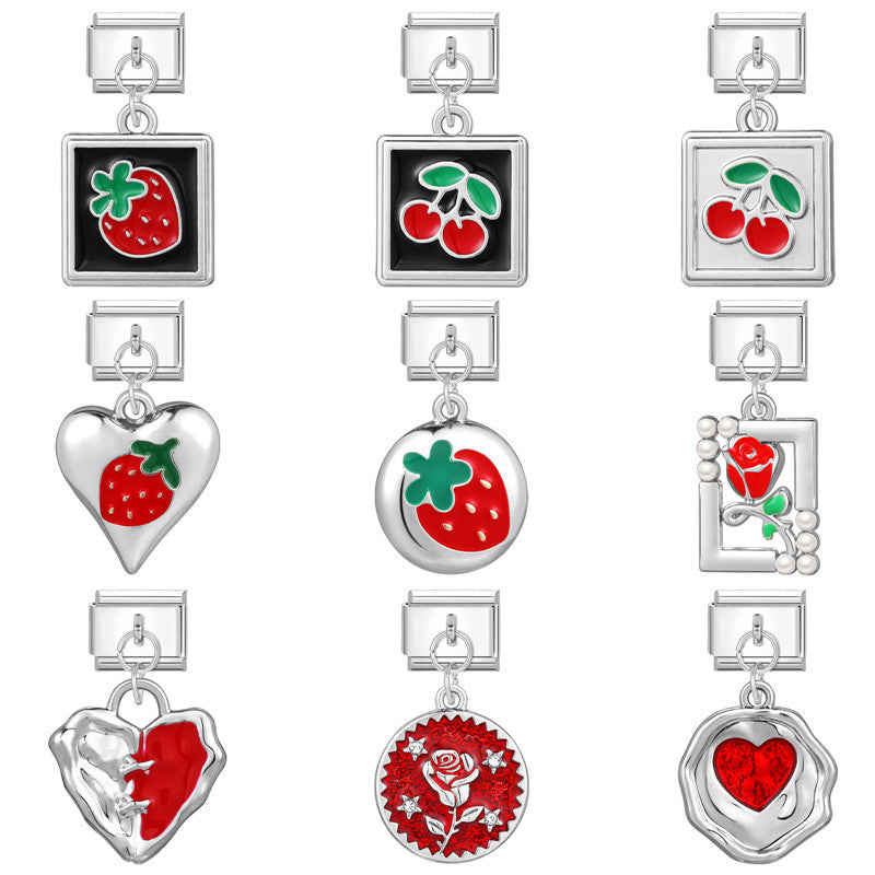 Wholesale Italian modular DIY jewelry red pendant bracelet