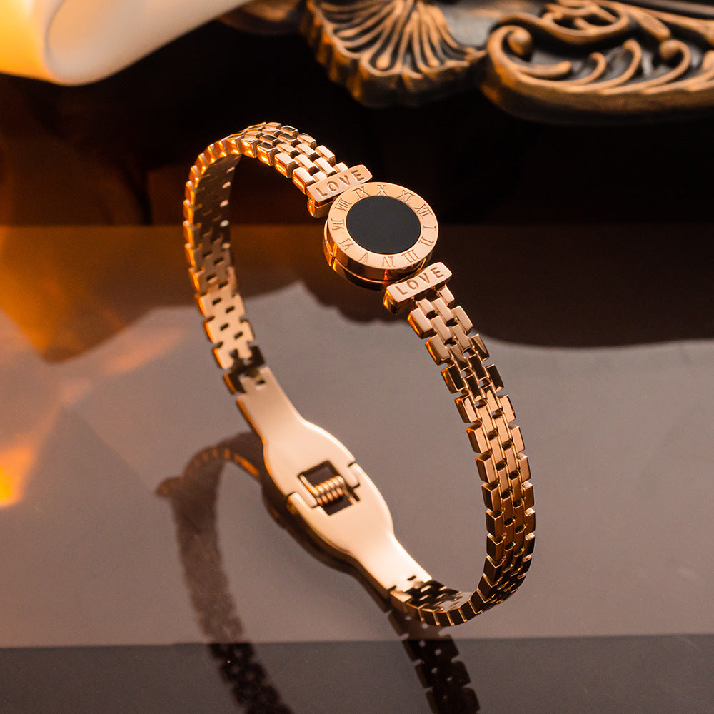 Wholesale Titanium Steel 18K Gold Plated Number Ring Bracelet ACC-BT-NaBao005