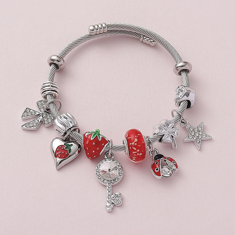 Wholesale strawberry beetle  glass beaded bracelet