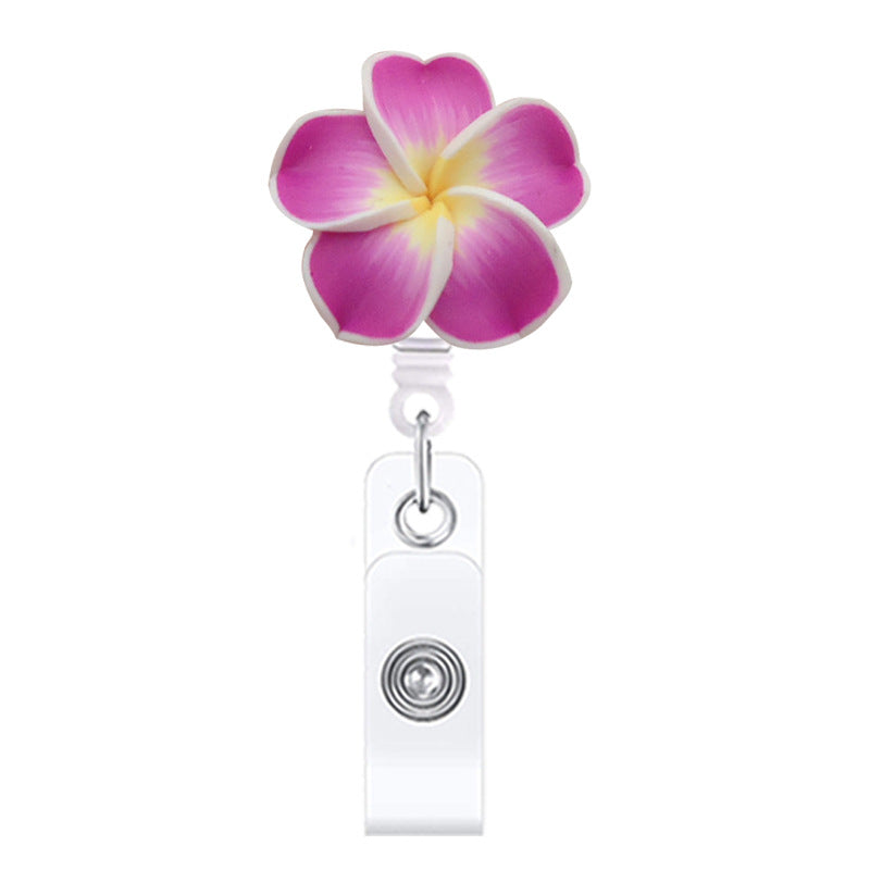 Wholesale Hawaiian Plumeria Badge Reel Handmade Soft y Flower – Casual Bag Charm or ID Accessory