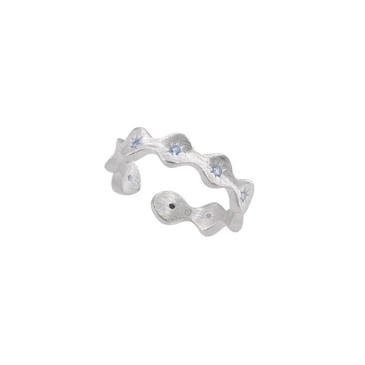 Wholesale  Retro Finger Ring Platinum Blue Spinel Silver  Ring