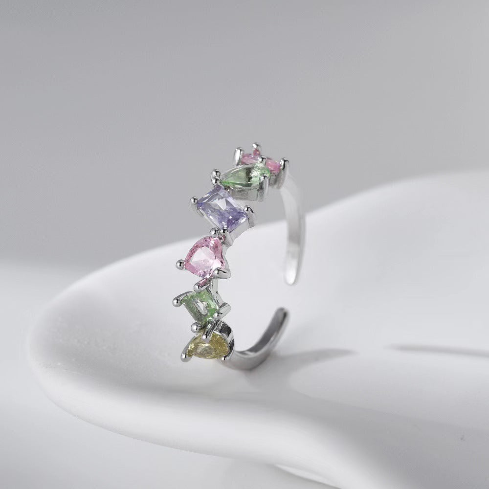 Wholesale Rainbow Shaped Zirconia Open Adjustable Rings ACC-RS-YXY023