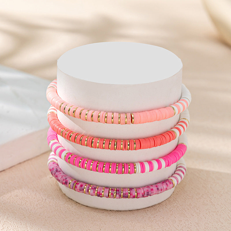 Wholesale contrasting color polymer clay bracelet set