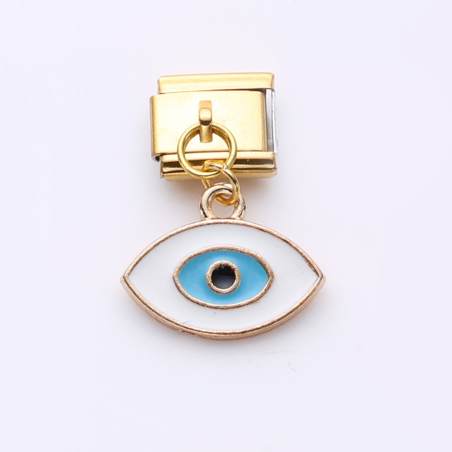 Wholesale 10pcs Italian Charm Bracelet 9mm DIY Splicing Gold Cherry Cross Stainless Steel Composable Bracelet