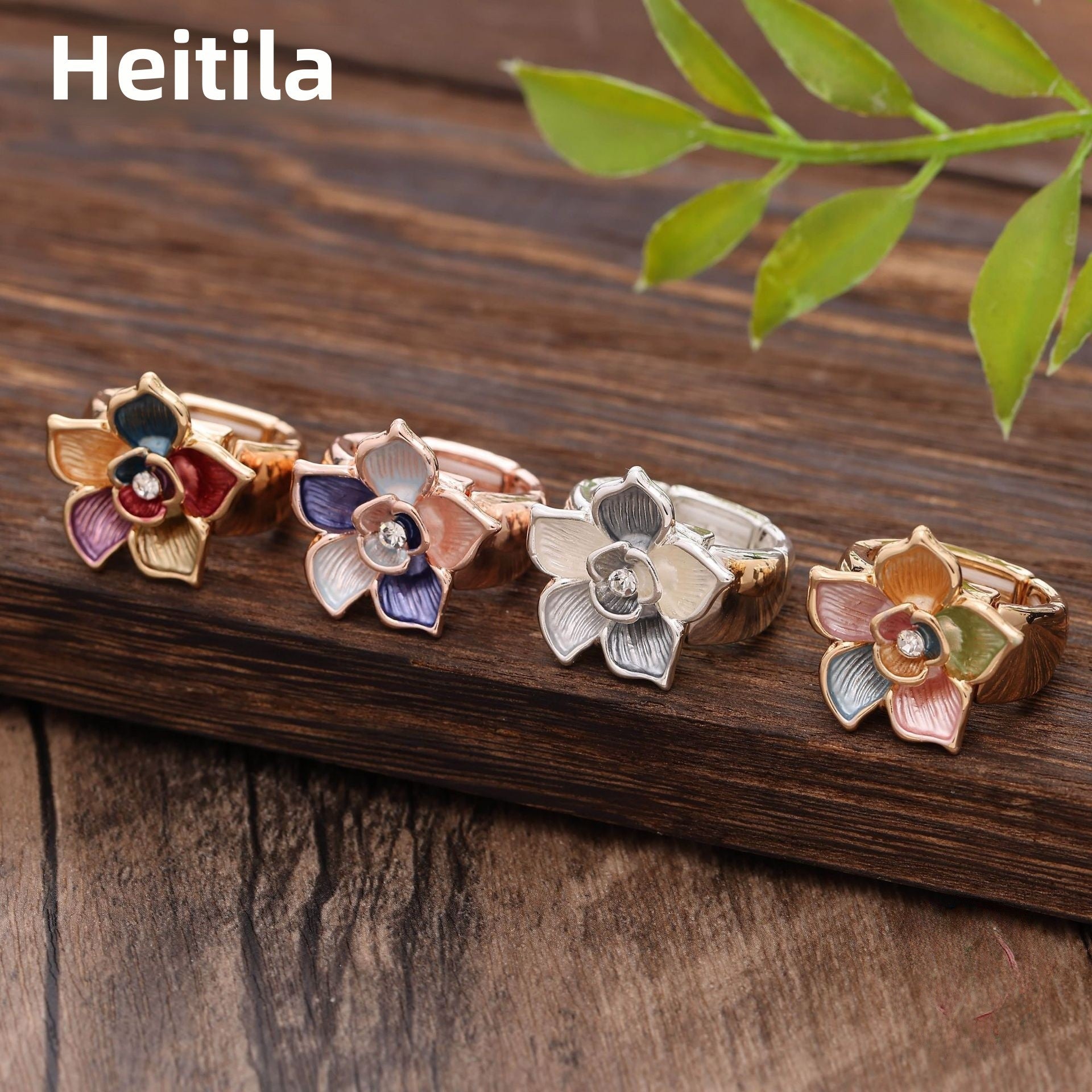 Wholesale  Five-Petal Plum Blossom Elastic Adjustable   Ring