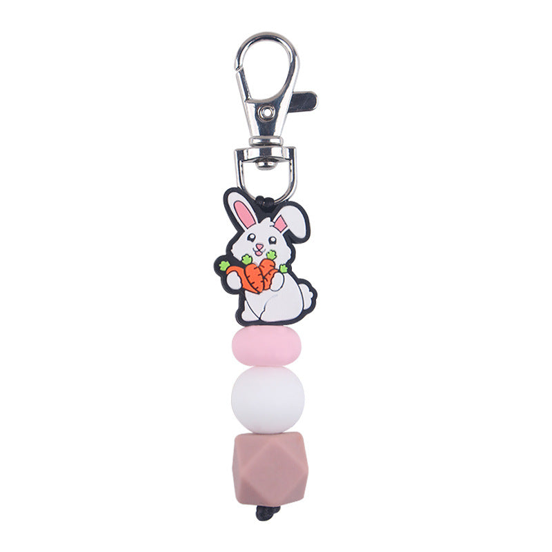 Wholesale Silicone Beaded Bracelet Jewelry Creative DIY Cartoon Rabbit Keychain